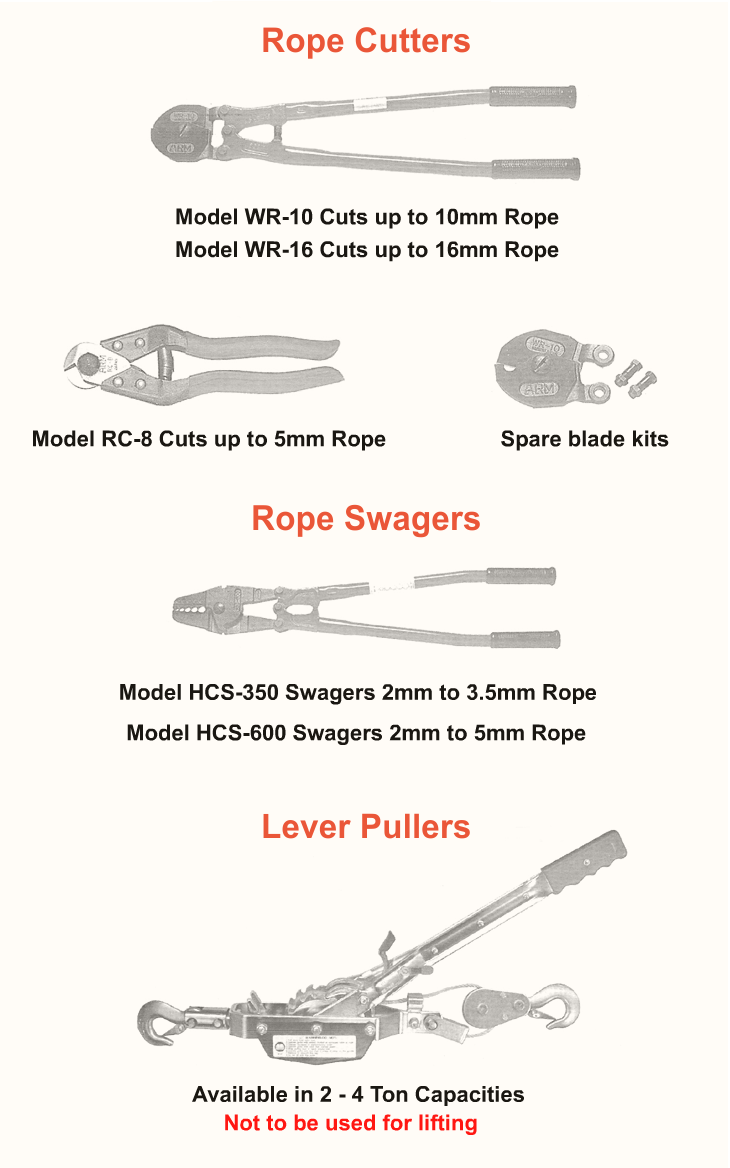 KL Cranes and Lifting Equipment: Cable Pullers, Rope Cutters, Rope Swagers, Lever Pullers